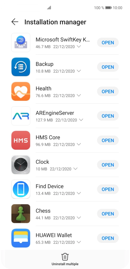 Press the required app.