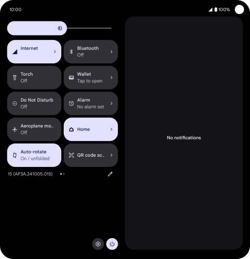 Press the flight mode icon to turn the function on or off.