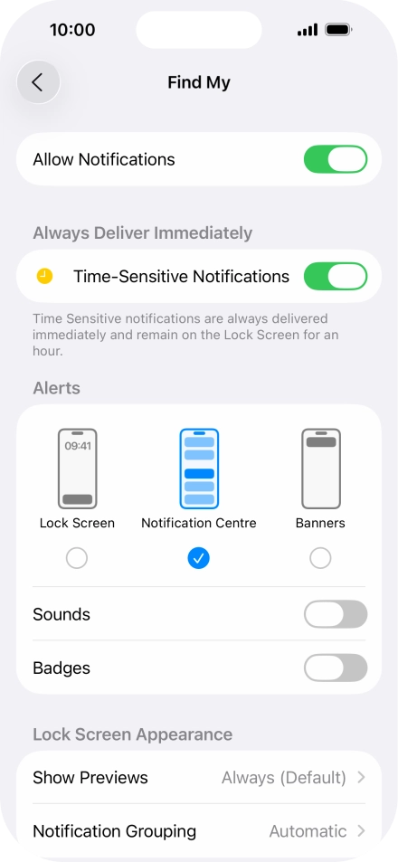 Press the indicator next to 