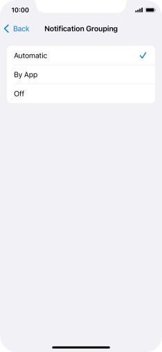 Press the required setting.