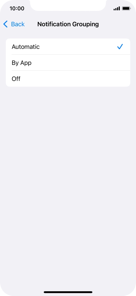 Press the required setting.