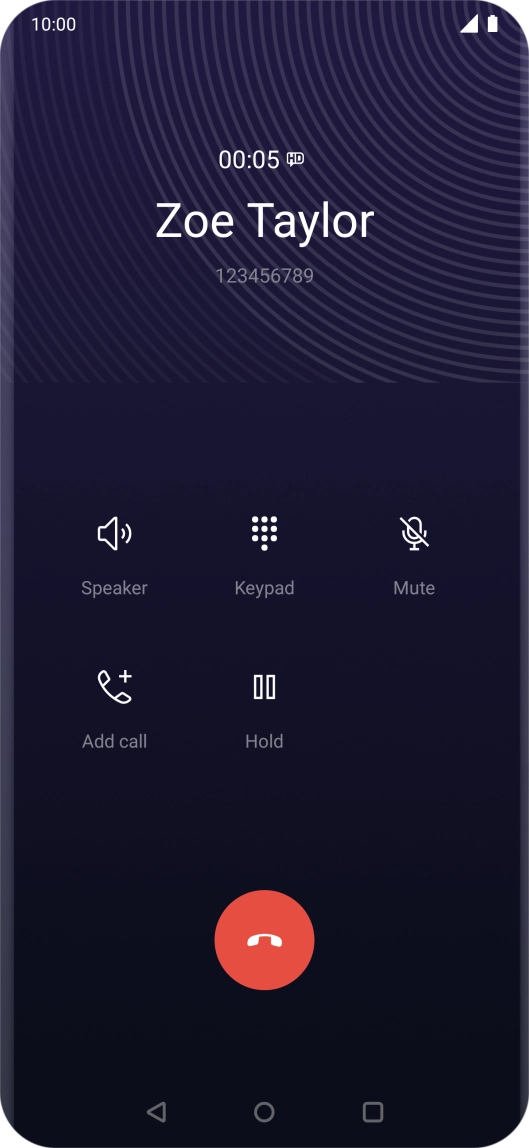 Press the end call icon.