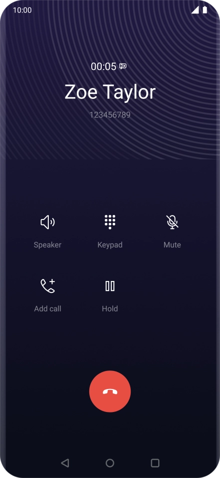 Press the end call icon.