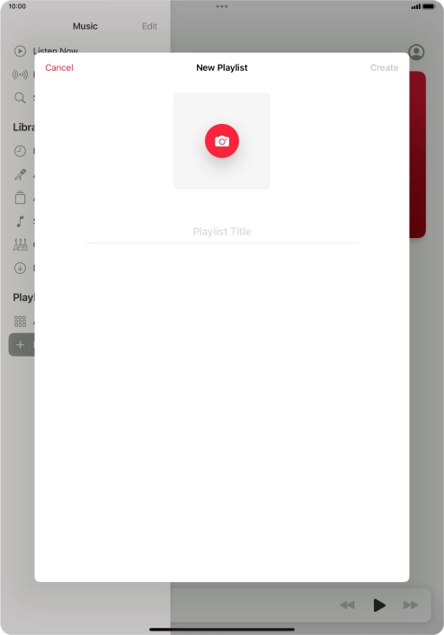 Press the text input field and key in a name for the playlist.