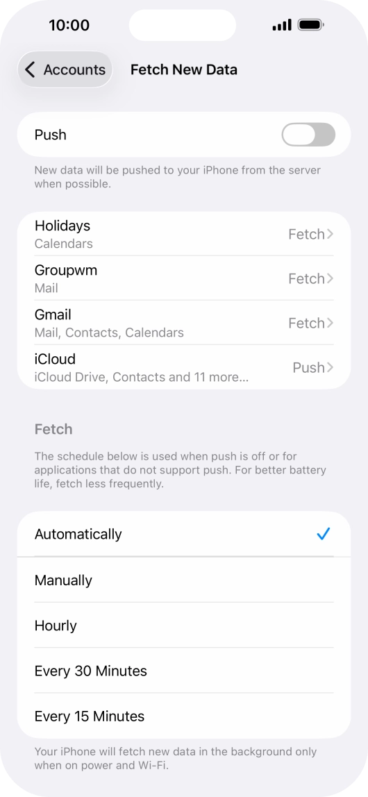 If you turn off the function, press the required setting.