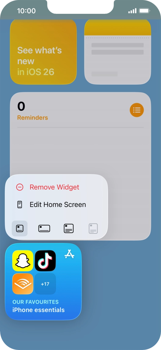 Press Remove Widget.