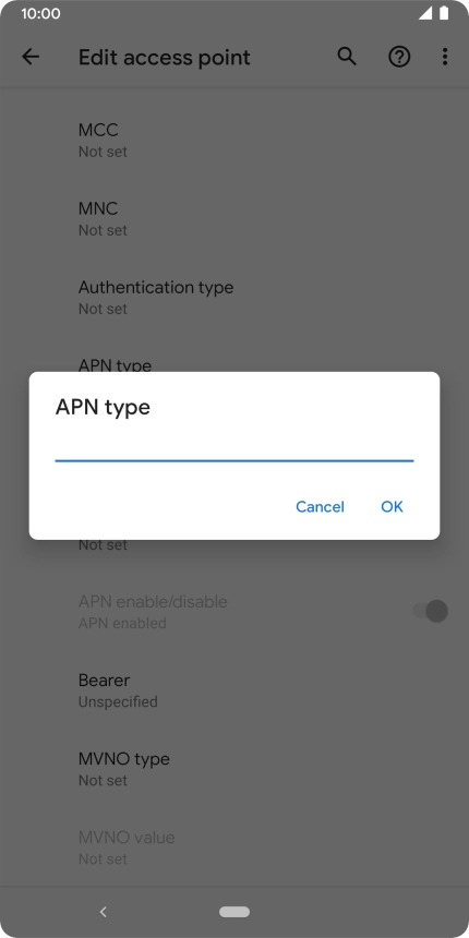 Key in default and press OK.