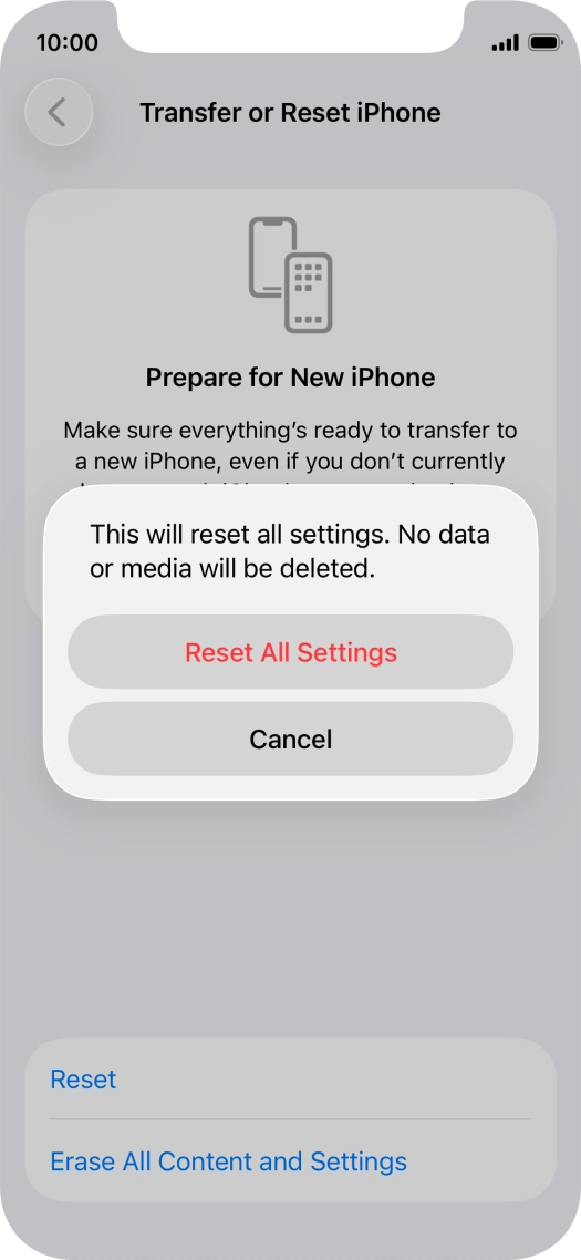 Press Reset All Settings.