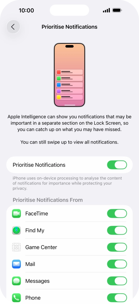 Press the indicator next to 