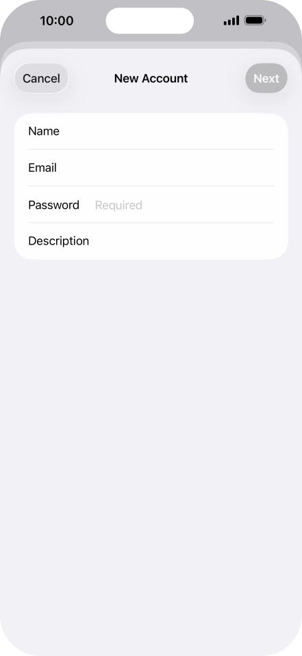 Press Password and key in the password for your email account.