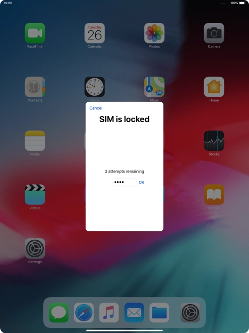 If your SIM is locked, key in your PIN and press OK. The default PIN is 1111.