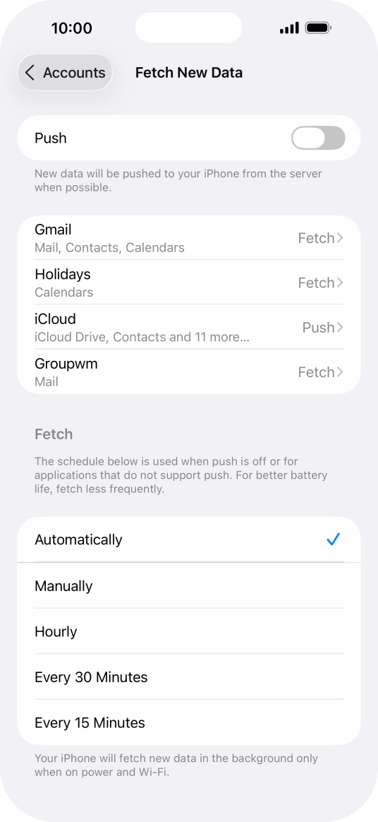 If you turn off the function, press the required setting.