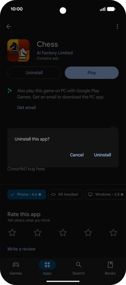 Press Uninstall.
