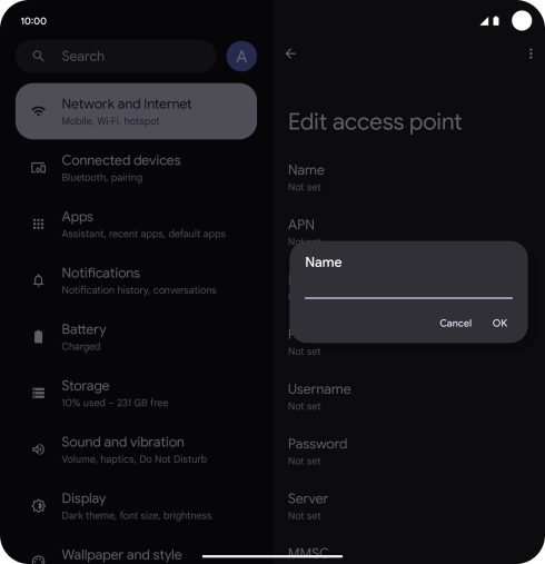 Key in EE Internet and press OK.