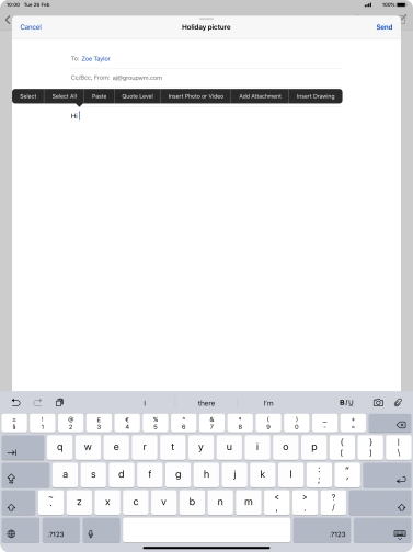 Press Insert Photo or Video and follow the instructions on the screen to attach a picture or a video clip.