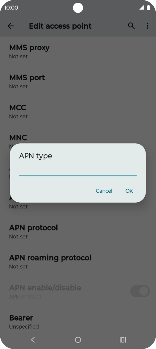 Key in default and press OK.