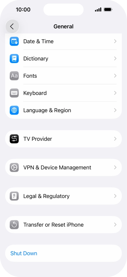 Press Transfer or Reset iPhone.