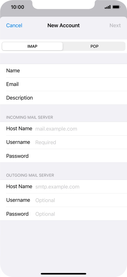 Press IMAP.
