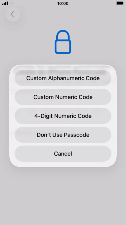 Follow the instructions on the screen to turn on use of phone lock code or press Don't Use Passcode.