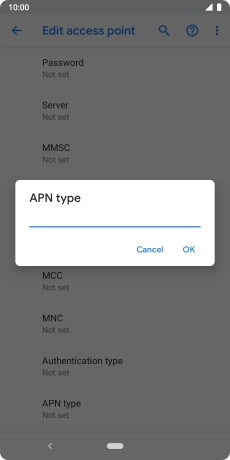 Key in default and press OK.