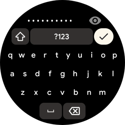 Key in the password for the Wi-Fi network and press the confirm icon.