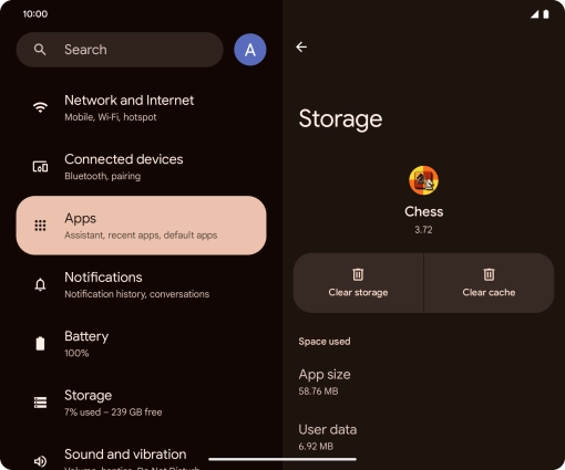 Press Clear cache.