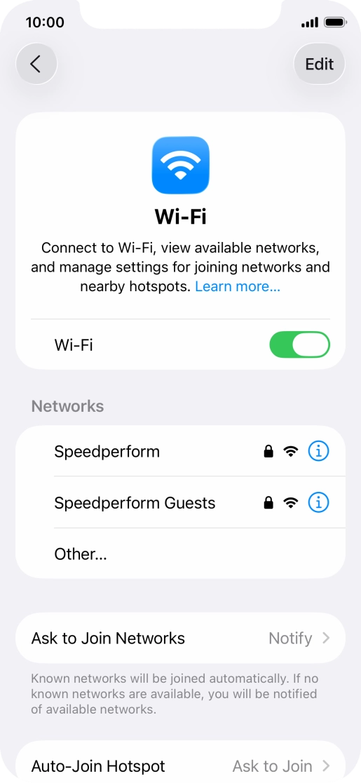 Press the required Wi-Fi network and key in the password for the Wi-Fi network.