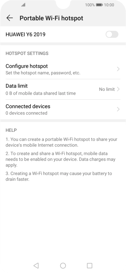 Press Configure hotspot.
