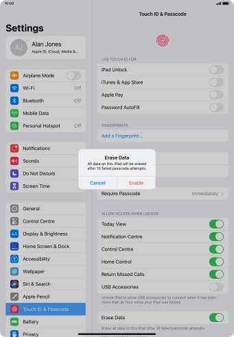 If you turn on the function, press Enable.