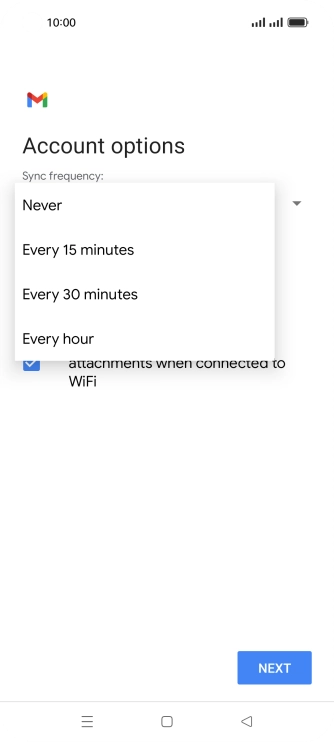 Press the required setting.