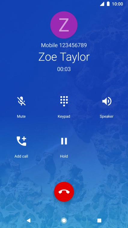 Press the end call icon.