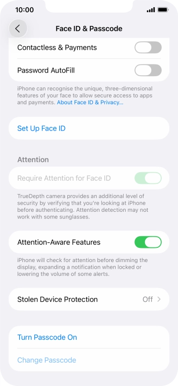 Press Turn Passcode On and key in a phone lock code of your own choice twice.