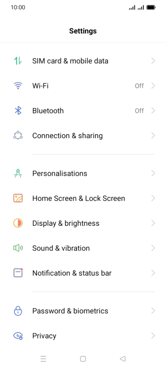 Press SIM card & mobile data.