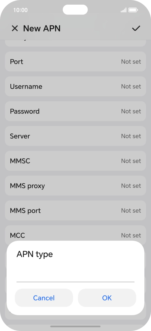 Key in default and press OK.