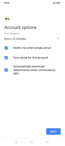 If this screen is displayed, you email account has been recognised and set up automatically. Follow the instructions on the screen to key in more information and finish setting up your phone.