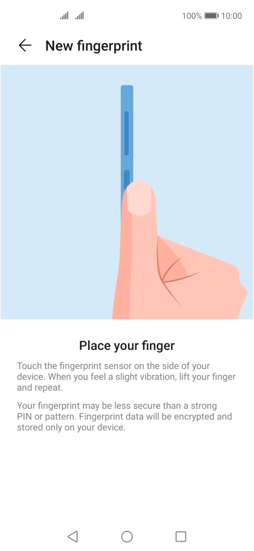 Follow the instructions on the screen to create the phone lock code using your fingerprint.