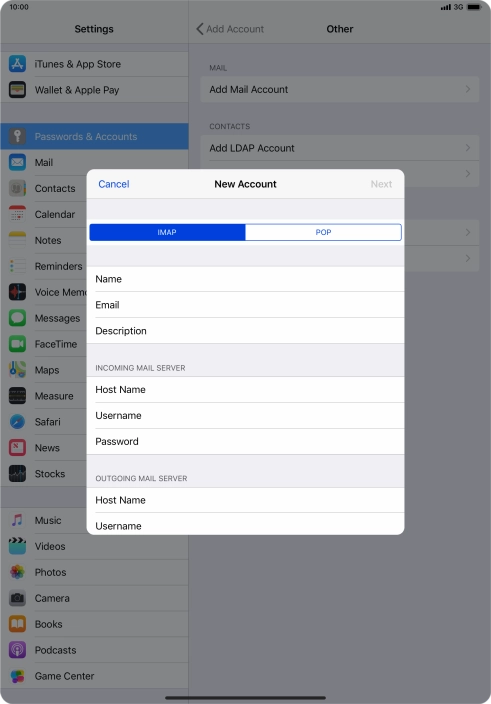 Press IMAP.