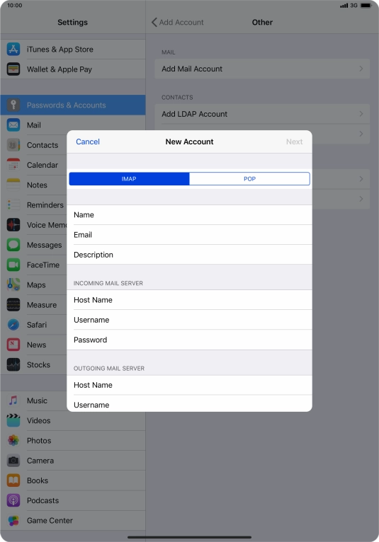 Press IMAP.