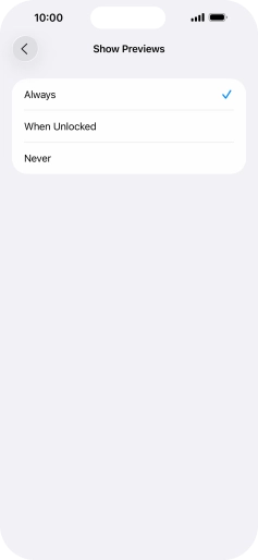 To select notification preview on the lock screen, press Always.