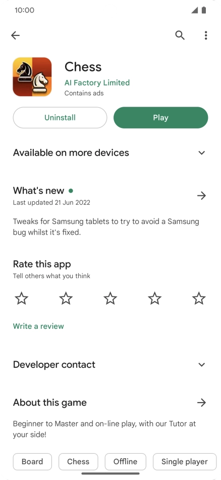 Press Uninstall.