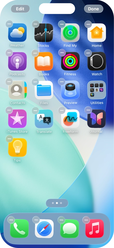 Press the home screen icon.