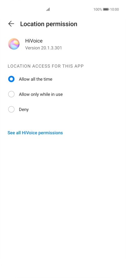 Press the required setting.