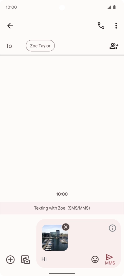 Press the send icon when you've finished your MMS.