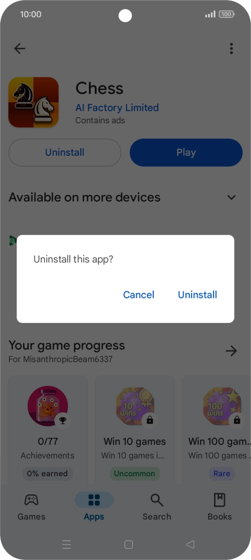 Press Uninstall.