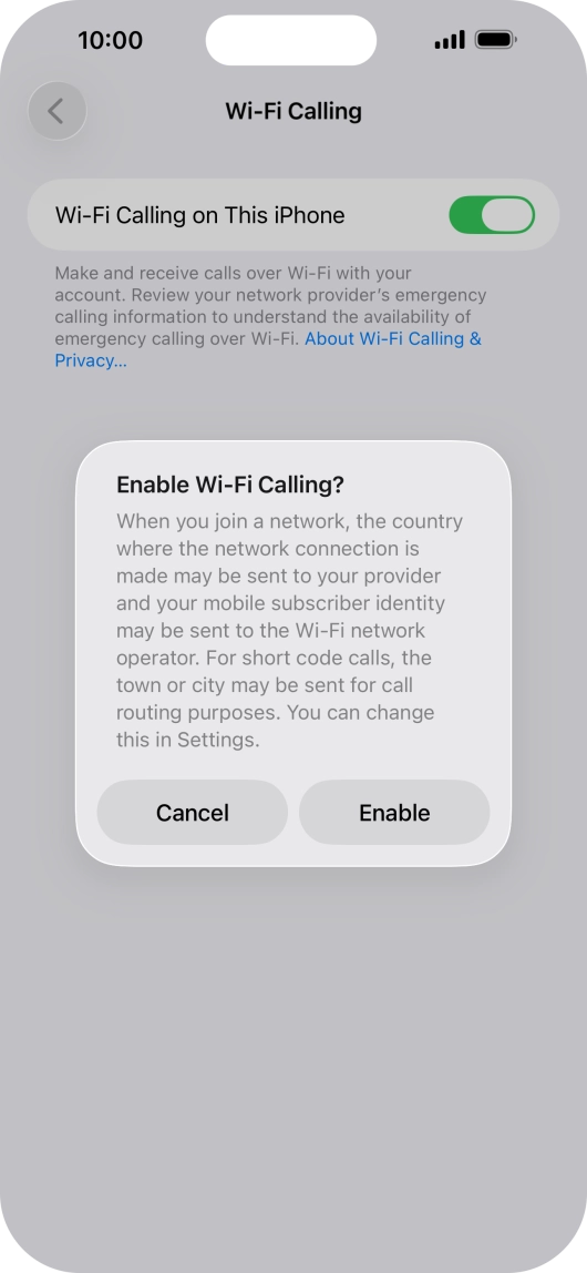 If you turn on the function, press Enable.