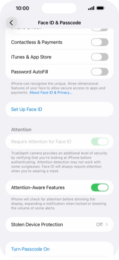 Press Turn Passcode On and key in a phone lock code of your own choice twice.