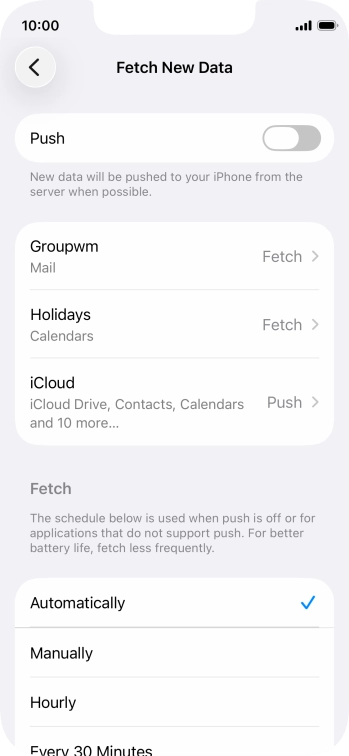 If you turn off the function, press the required setting.