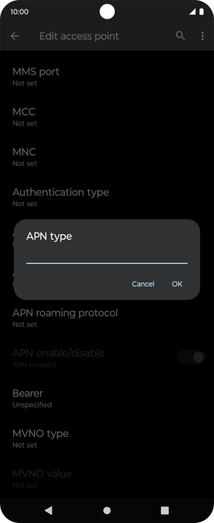 Key in default and press OK.