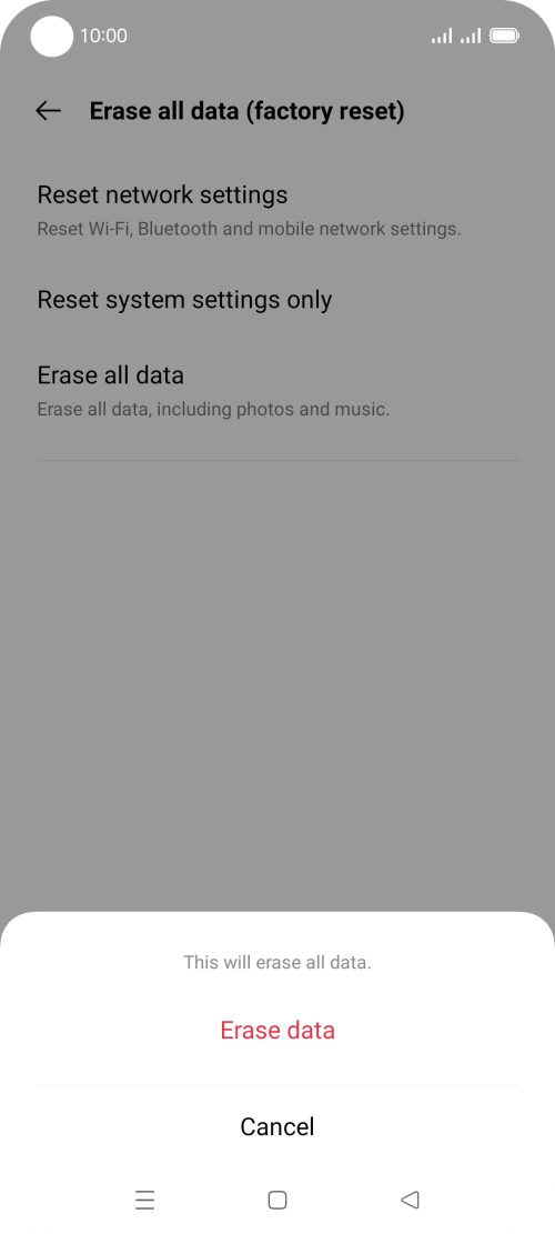 Press Erase data.