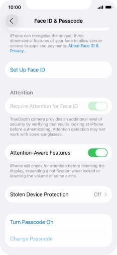 Press Turn Passcode On and key in a phone lock code of your own choice twice.